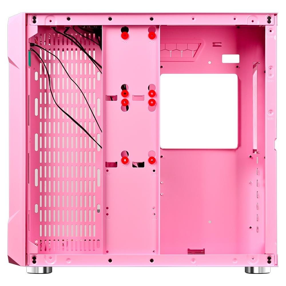 Gabinete Gamer Rise Mode Galaxy Glass, Mid Tower, Lateral e Frontal em Vidro Temperado, Rosa - RM-GA-GG-PK