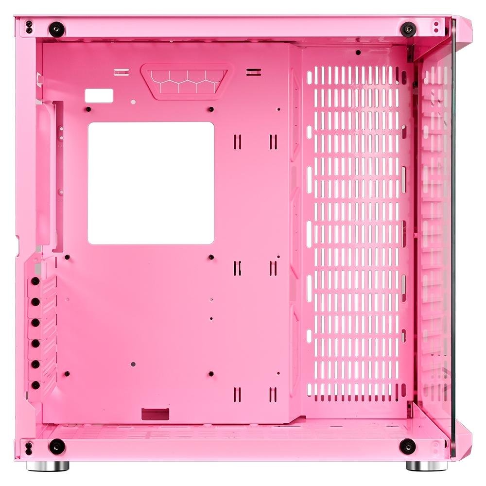 Gabinete Gamer Rise Mode Galaxy Glass, Mid Tower, Lateral e Frontal em Vidro Temperado, Rosa - RM-GA-GG-PK