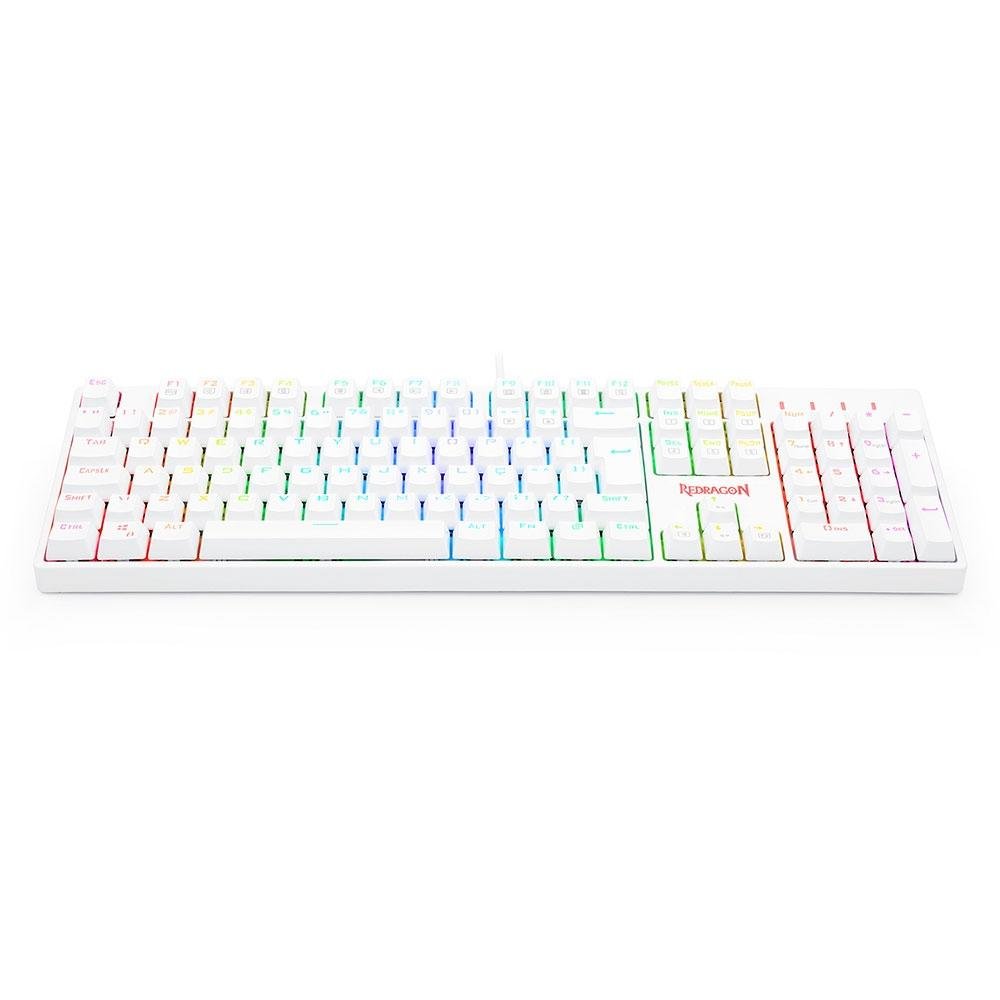 Teclado Óptico Gamer Redragon Surara Pro RGB, Switch Vermelho, ABNT2, Keycaps ABS Doubleshot, Branco - K582W-RGB-PRO (PT-RED)