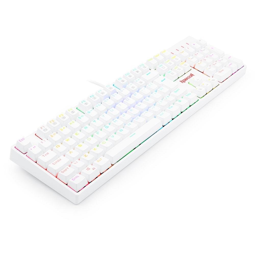 Teclado Óptico Gamer Redragon Surara Pro RGB, Switch Vermelho, ABNT2, Keycaps ABS Doubleshot, Branco - K582W-RGB-PRO (PT-RED)