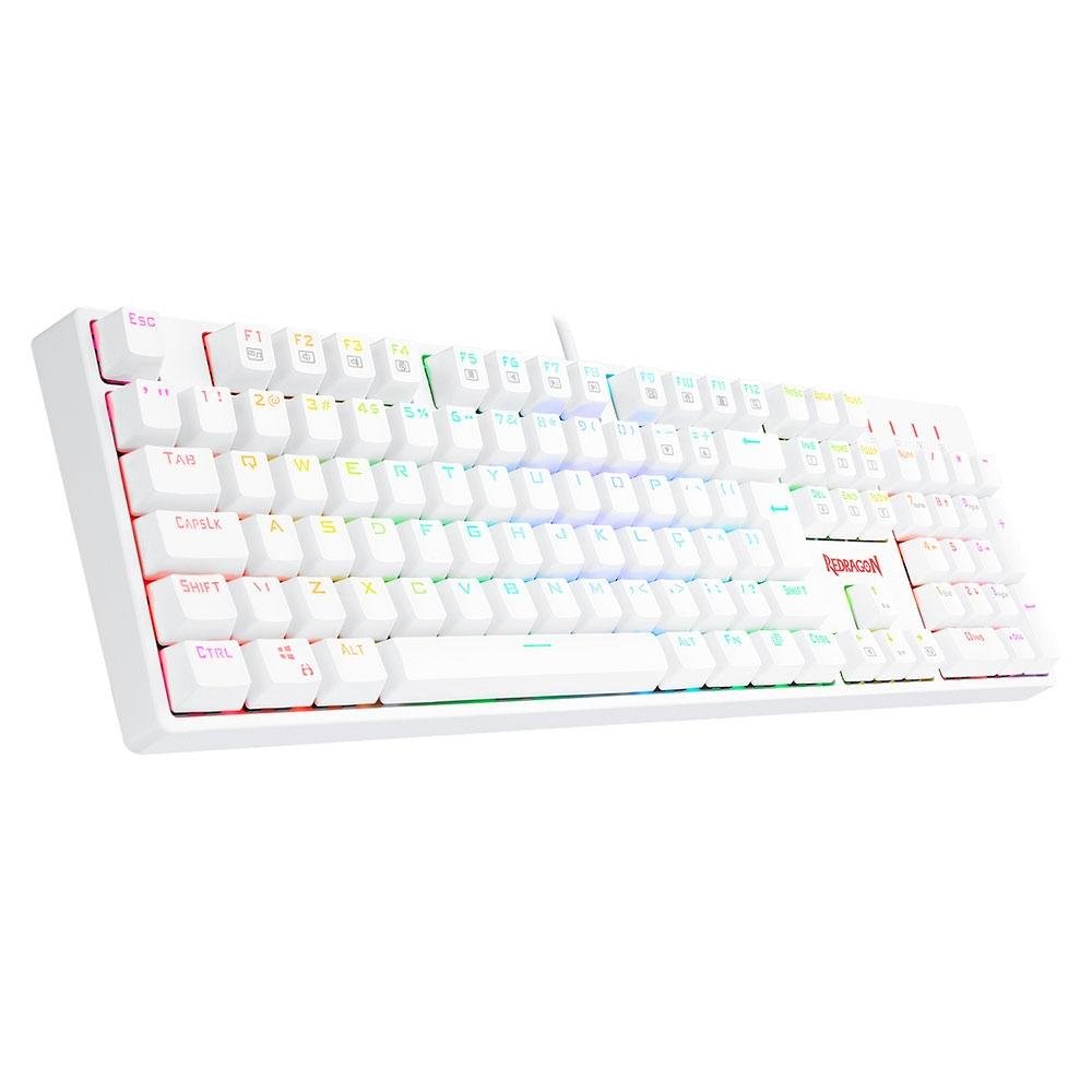 Teclado Óptico Gamer Redragon Surara Pro RGB, Switch Vermelho, ABNT2, Keycaps ABS Doubleshot, Branco - K582W-RGB-PRO (PT-RED)
