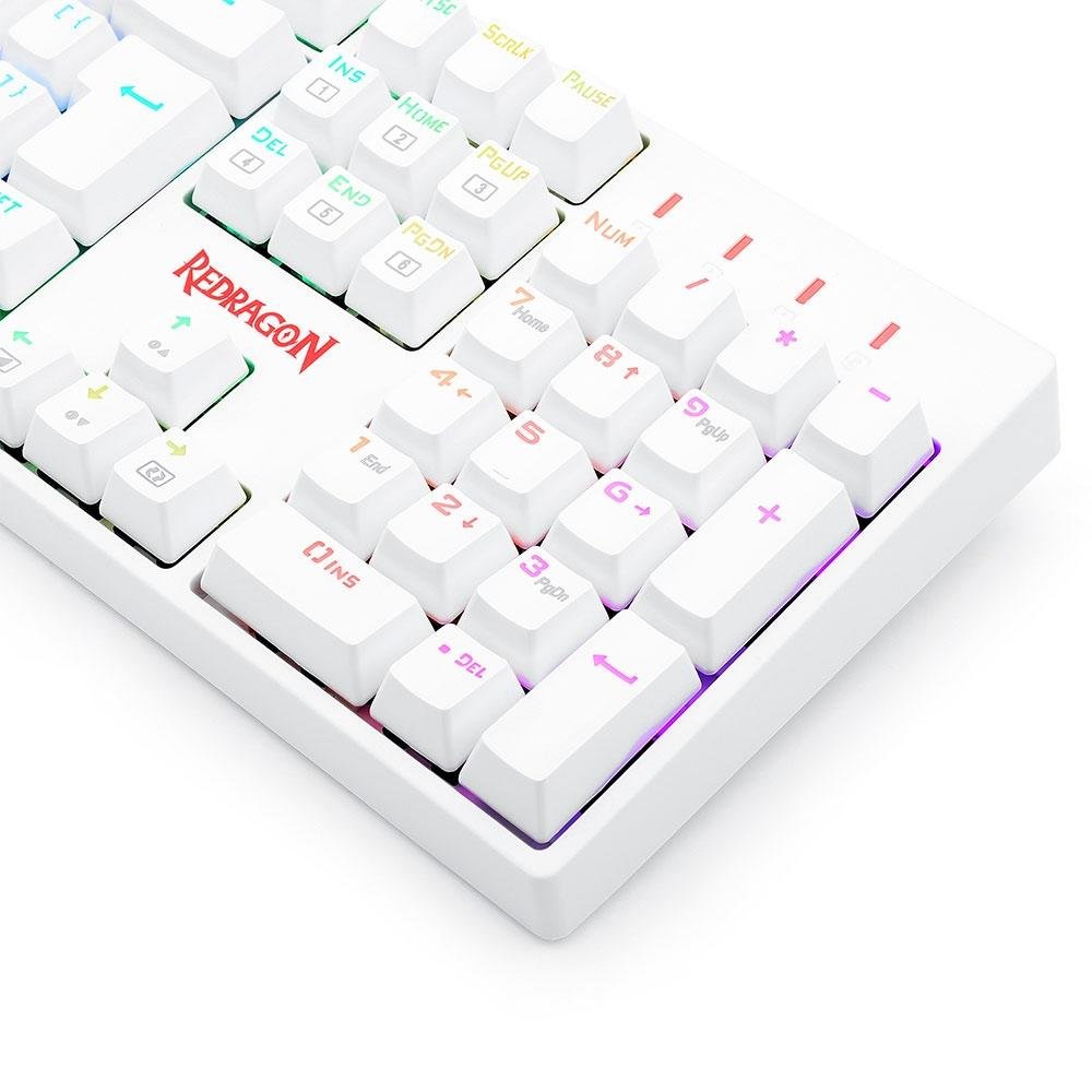 Teclado Óptico Gamer Redragon Surara Pro RGB, Switch Vermelho, ABNT2, Keycaps ABS Doubleshot, Branco - K582W-RGB-PRO (PT-RED)
