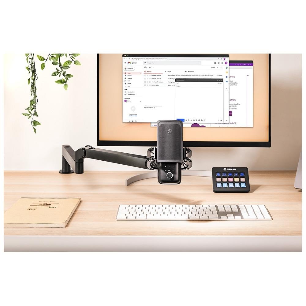 Suporte Elgato Wave Mic Arm LP articulado, canais para ocultar cabos, braçadeira de mesa versátil - 10AAN9901
