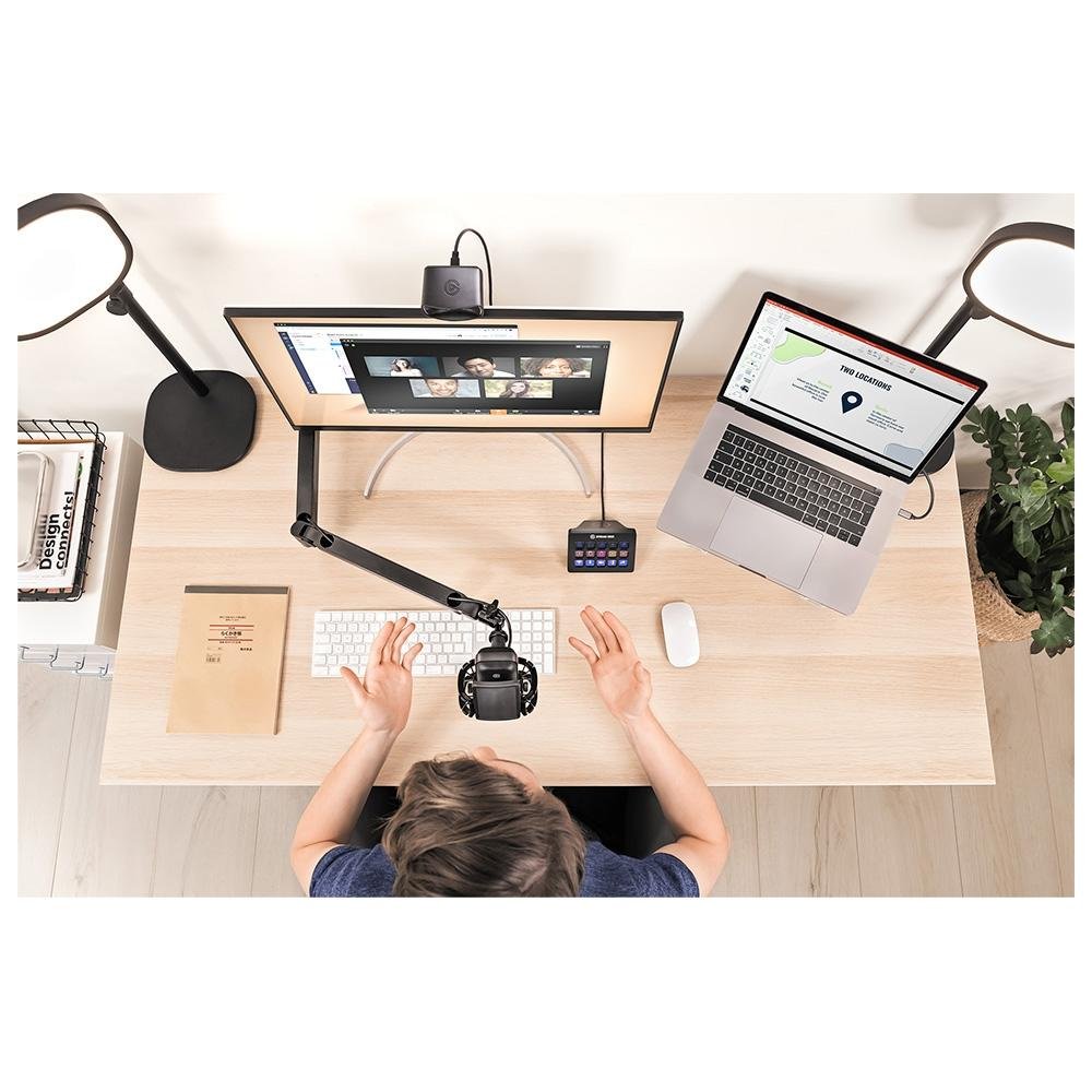 Suporte Elgato Wave Mic Arm LP articulado, canais para ocultar cabos, braçadeira de mesa versátil - 10AAN9901