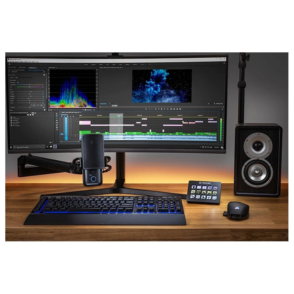 Suporte Elgato Wave Mic Arm LP articulado, canais para ocultar cabos, braçadeira de mesa versátil - 10AAN9901