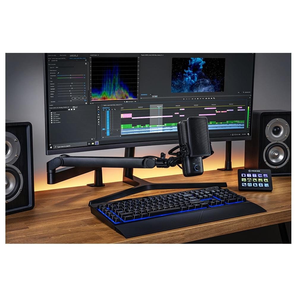 Suporte Elgato Wave Mic Arm LP articulado, canais para ocultar cabos, braçadeira de mesa versátil - 10AAN9901