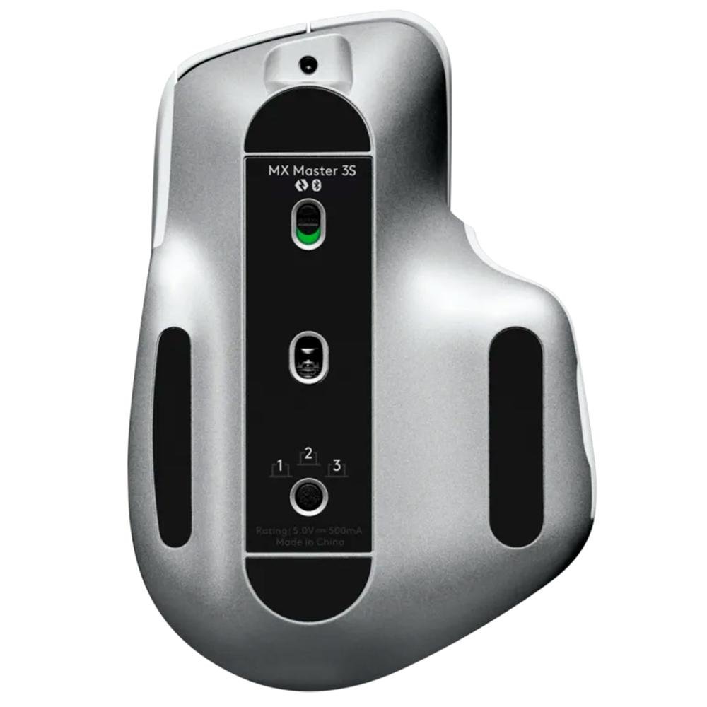 Mouse Sem Fio Logitech MX Master 3S, 8000 DPI, Bluetooth, USB, para Uso em Qualquer Superfície, Clique Silencioso, Cinza - 910-006562
