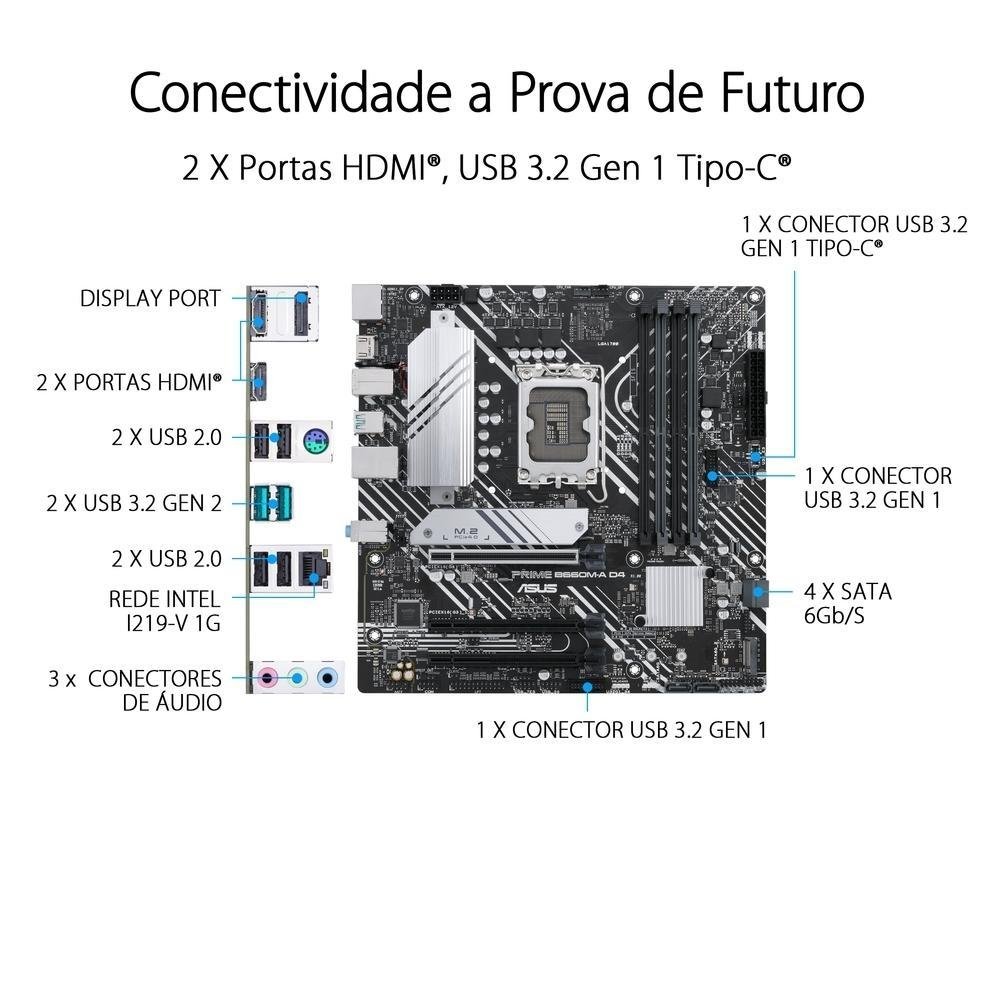 Kit Processador Intel Core i5-12400 + Placa-mãe Asus PRIME B660M-A