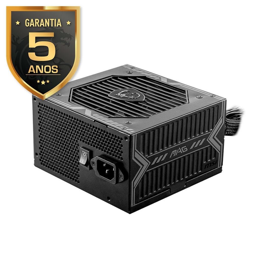 Fonte MSI MAG A550BN, 550W, 80 Plus Bronze, PFC Ativo, Com Cabo, Preto - 306-7ZP2A22-CE0 Fonte MSI MAG A550BN, 550W, 80 Plus Bronze, PFC Ativo, Com Cabo, Preto - 306-7ZP2A22-CE0