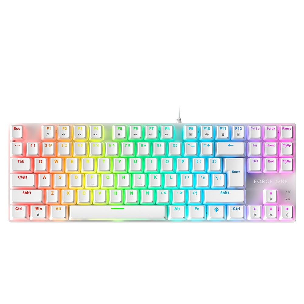 Teclado Mecânico Gamer Force One Keyboard Avro Pro, RGB, Switch Outemu Red, USB, Branco Teclado Mecânico Gamer Force One Keyboard Avro Pro, RGB, Switch Outemu Red, USB, Branco