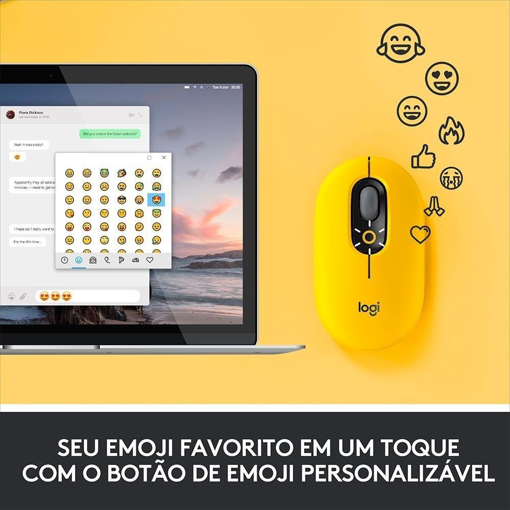 Kit Logitech - Teclado Mecânico Sem Fio Logitech POP Keys + Mouse