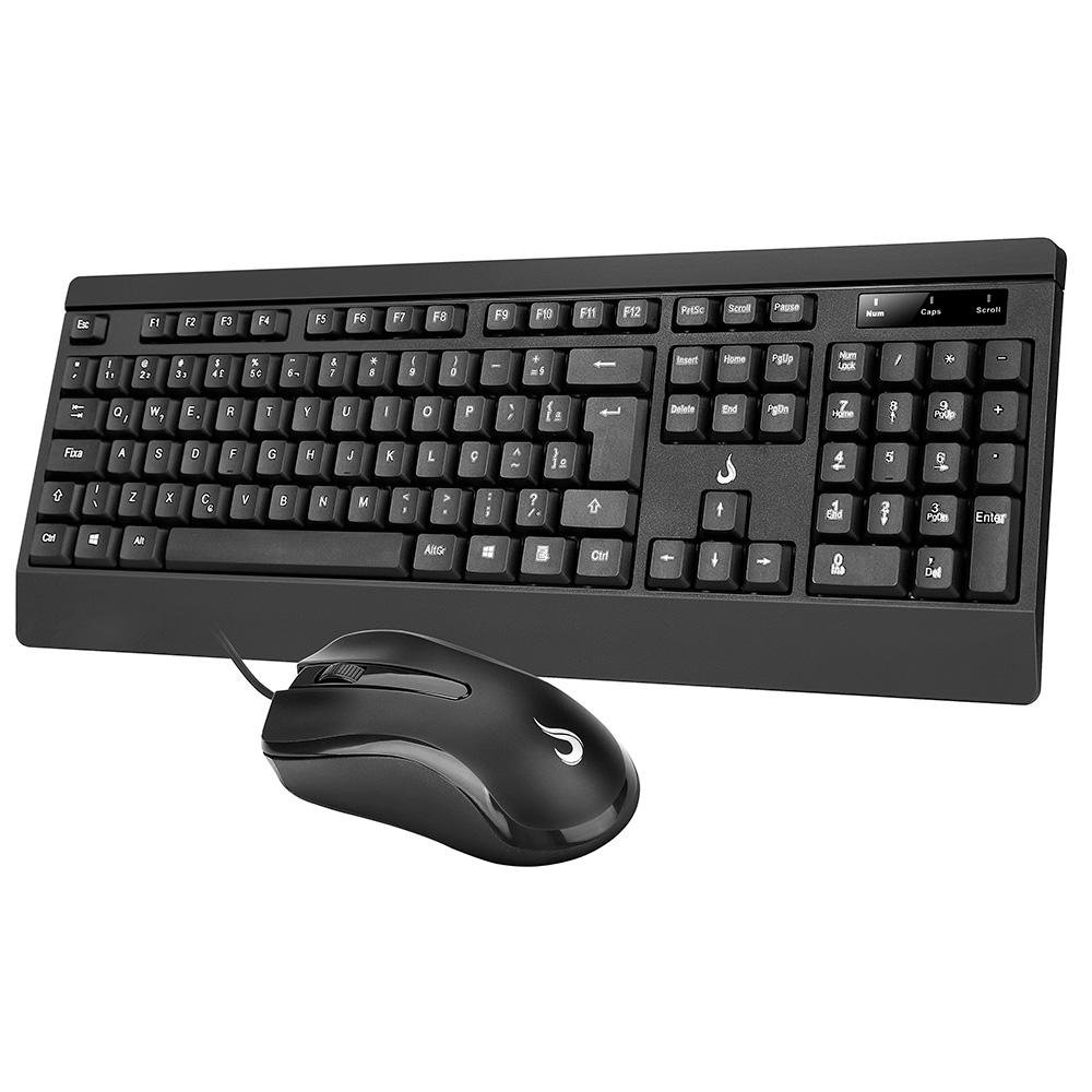 Teclado e Mouse Rise Mode Office OF 02, USB, ABNT2, Preto - RM-TM-02-FB