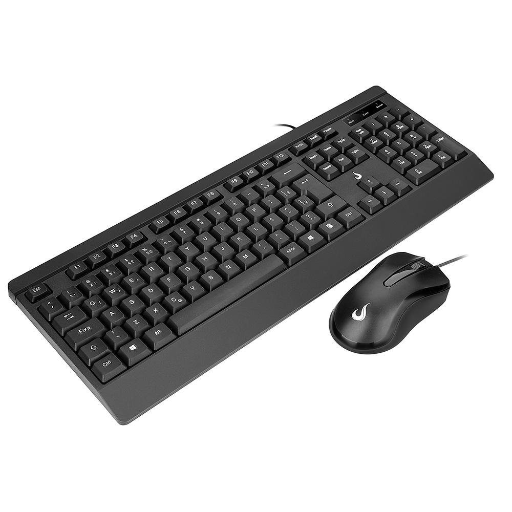 Teclado e Mouse Rise Mode Office OF 02, USB, ABNT2, Preto - RM-TM-02-FB