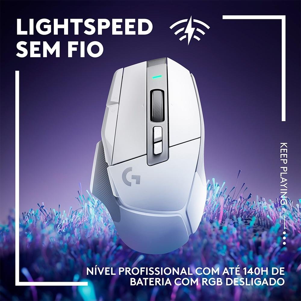 Mouse Gamer Sem Fio Logitech G502 X Lightspeed, 25600 DPI, 13 Botões, Switch, Branco - 910-006188