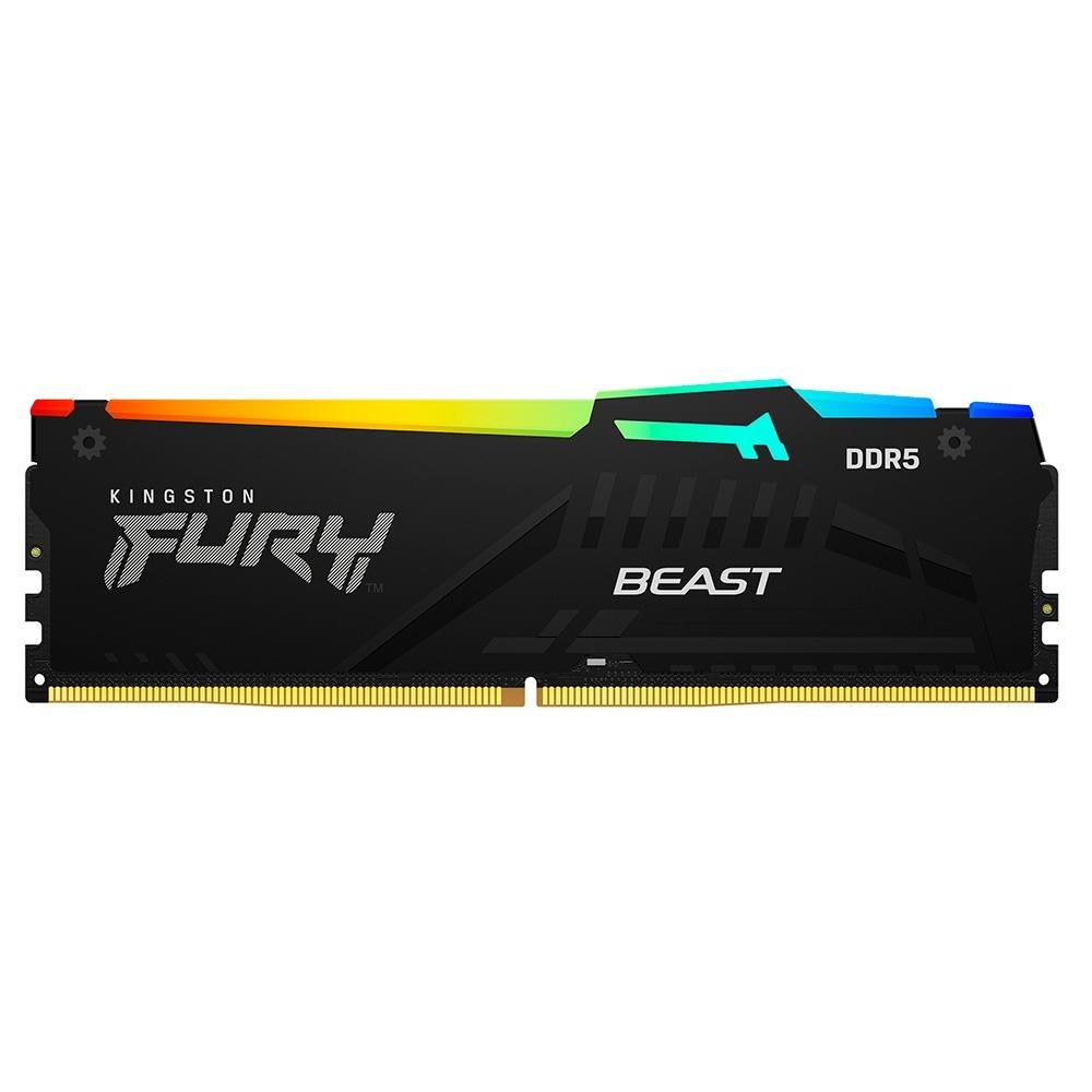 Memória RAM Kingston Fury Beast RGB, 16GB (2x8GB), 5600MHz, DDR5, CL40, para Intel XMP, Preto - KF556C40BBAK2-16 Memória RAM Kingston Fury Beast RGB, 16GB (2x8GB), 5600MHz, DDR5, CL40, para Intel XMP, Preto - KF556C40BBAK2-16