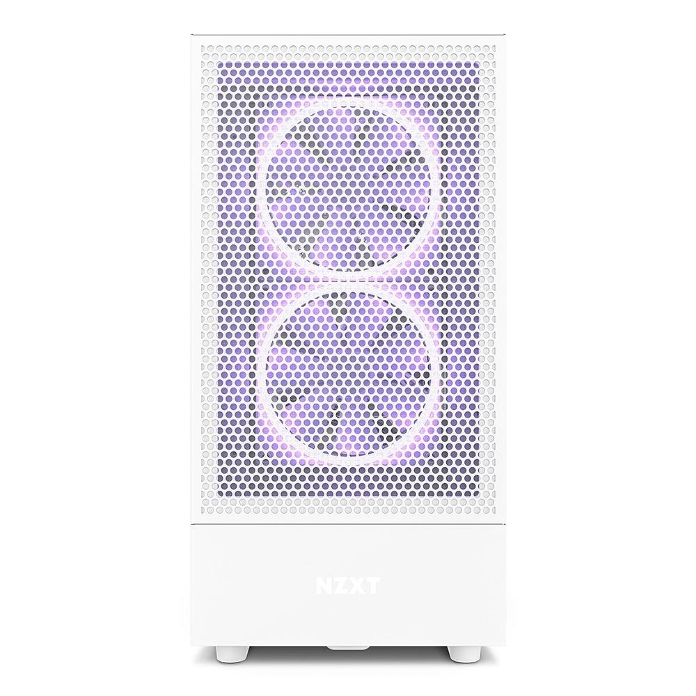 Gabinete NZXT H5 Flow Compact, Mid Tower, ATX, Lateral e Frontal em Vidro Temperado, 2x Cooler Fan, Branco - CC-H51FW-01