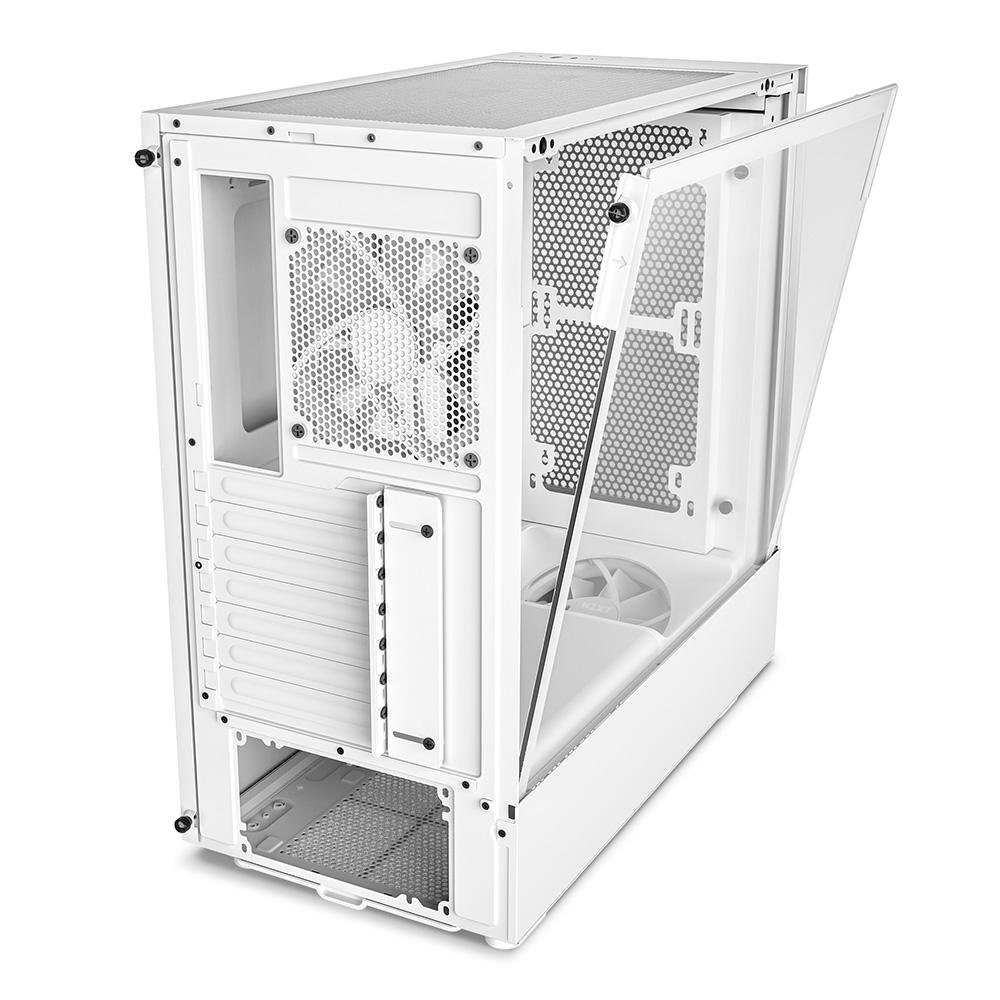 Gabinete NZXT H5 Flow Compact, Mid Tower, ATX, Lateral e Frontal em Vidro Temperado, 2x Cooler Fan, Branco - CC-H51FW-01
