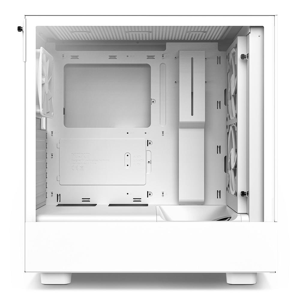 Gabinete NZXT H5 Flow Compact, Mid Tower, ATX, Lateral e Frontal em Vidro Temperado, 2x Cooler Fan, Branco - CC-H51FW-01