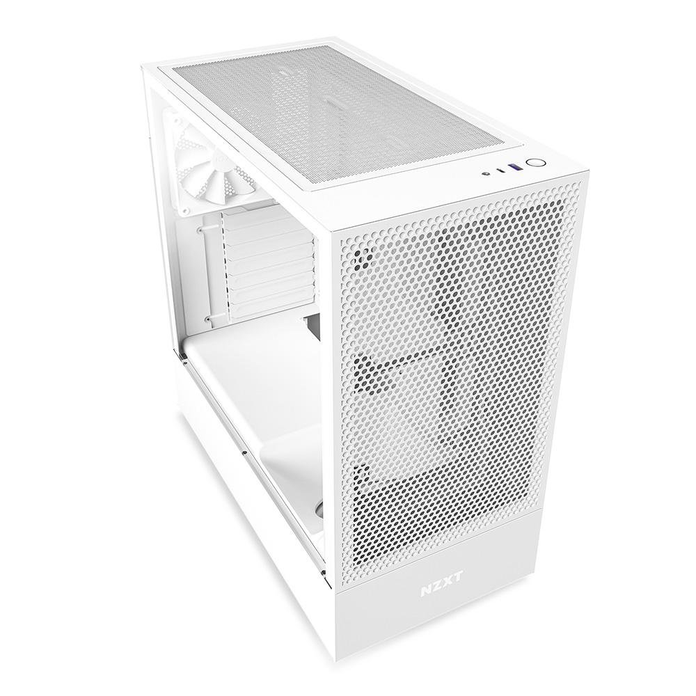 Gabinete NZXT H5 Flow Compact, Mid Tower, ATX, Lateral e Frontal em Vidro Temperado, 2x Cooler Fan, Branco - CC-H51FW-01