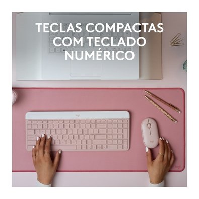 Teclado e Mouse Logitech MK470 Rose | KaBuM!