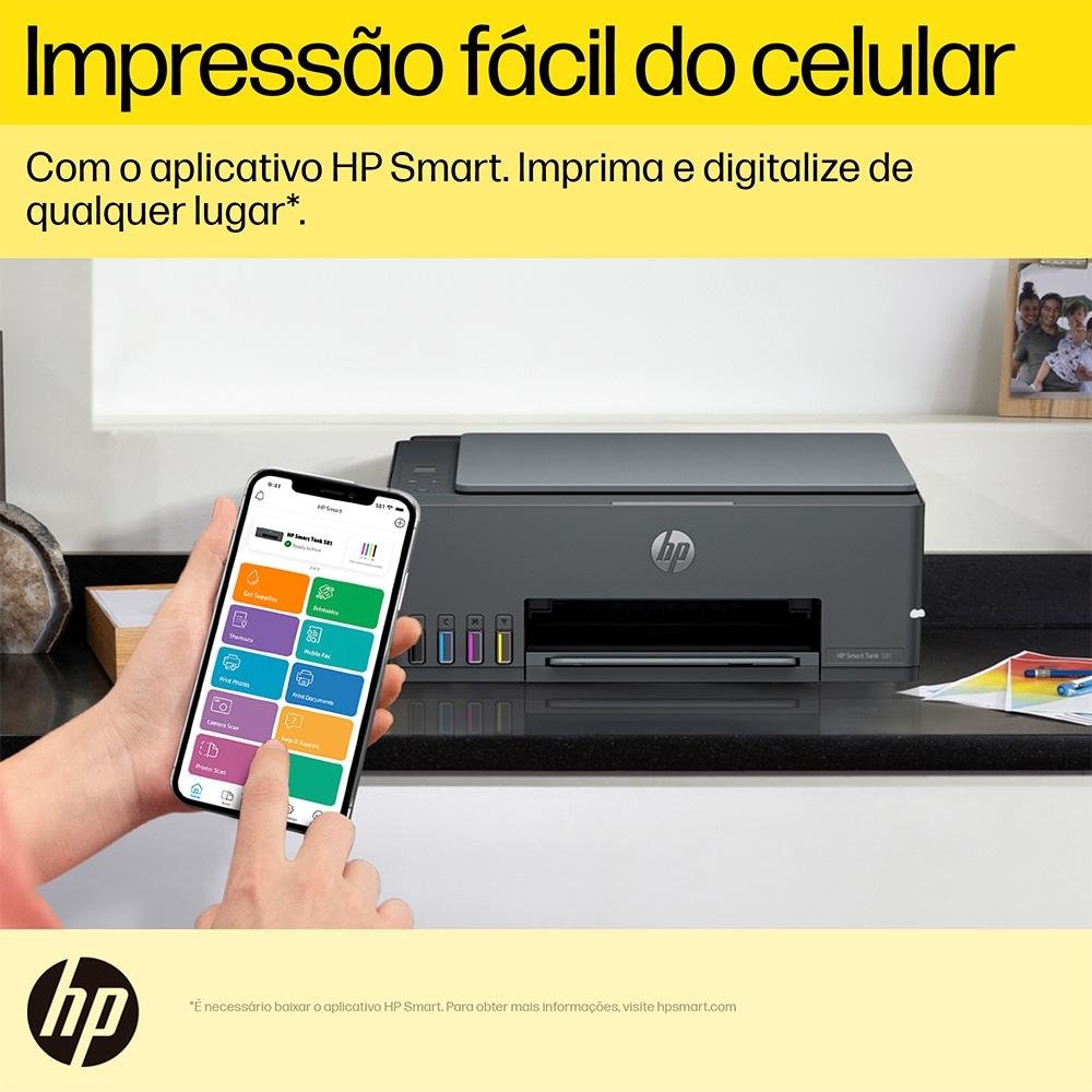Impressora Multifuncional Tanque de Tinta HP Smart Tank 581 Colorida Wi-Fi (4A8D5A#AK4)