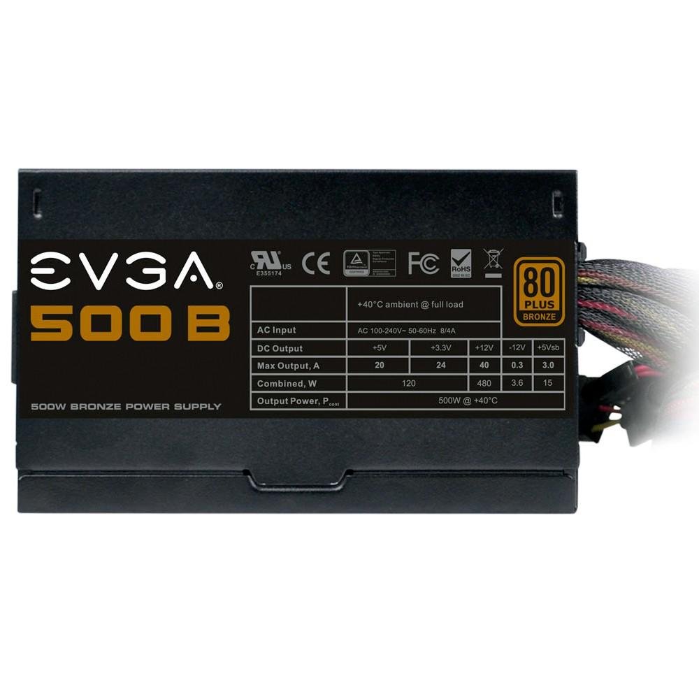 Fonte EVGA 500W 80 Plus Bronze 100-B1-0500-KR Fonte EVGA 500W 80 Plus Bronze 100-B1-0500-KR