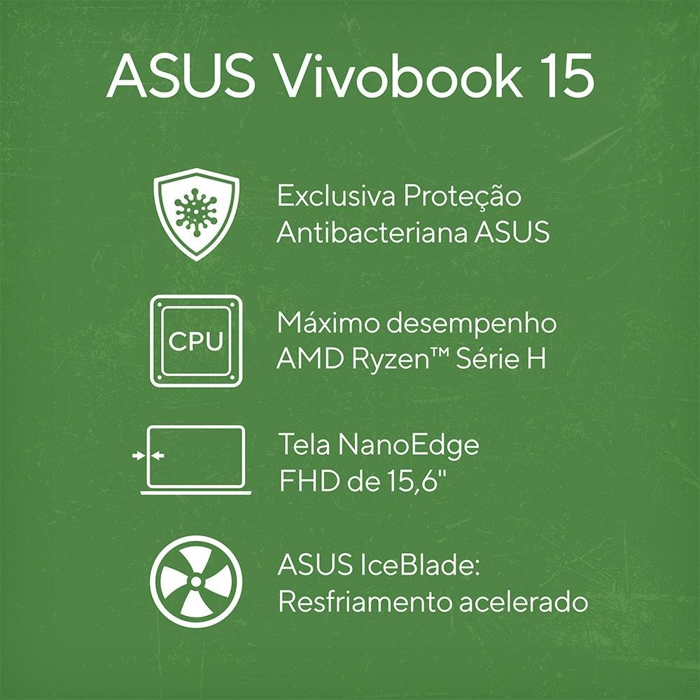 Notebook Asus Vivobook AMD Ryzen 5-4600H | KaBuM!
