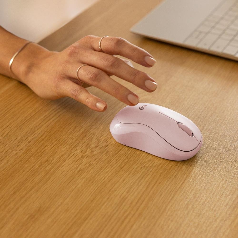 Mouse Sem Fio Logitech M240, Bluetooth, Clique Silencioso, Design Ambidestro Compacto, Rosa - 910-007117