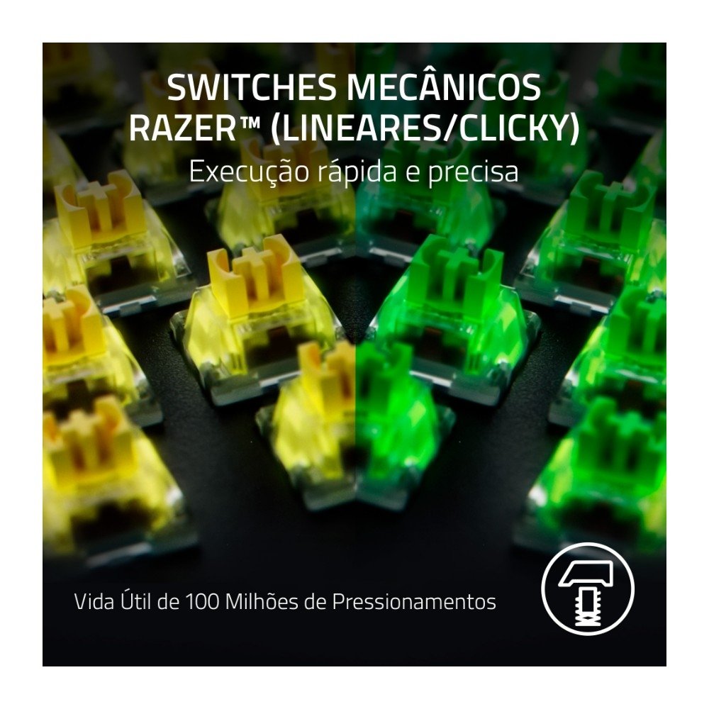 Teclado Gamer Razer Blackwidow V4 PRO, com Fio, Chroma RGB, Switch Green, Layout US - RZ03-04680200