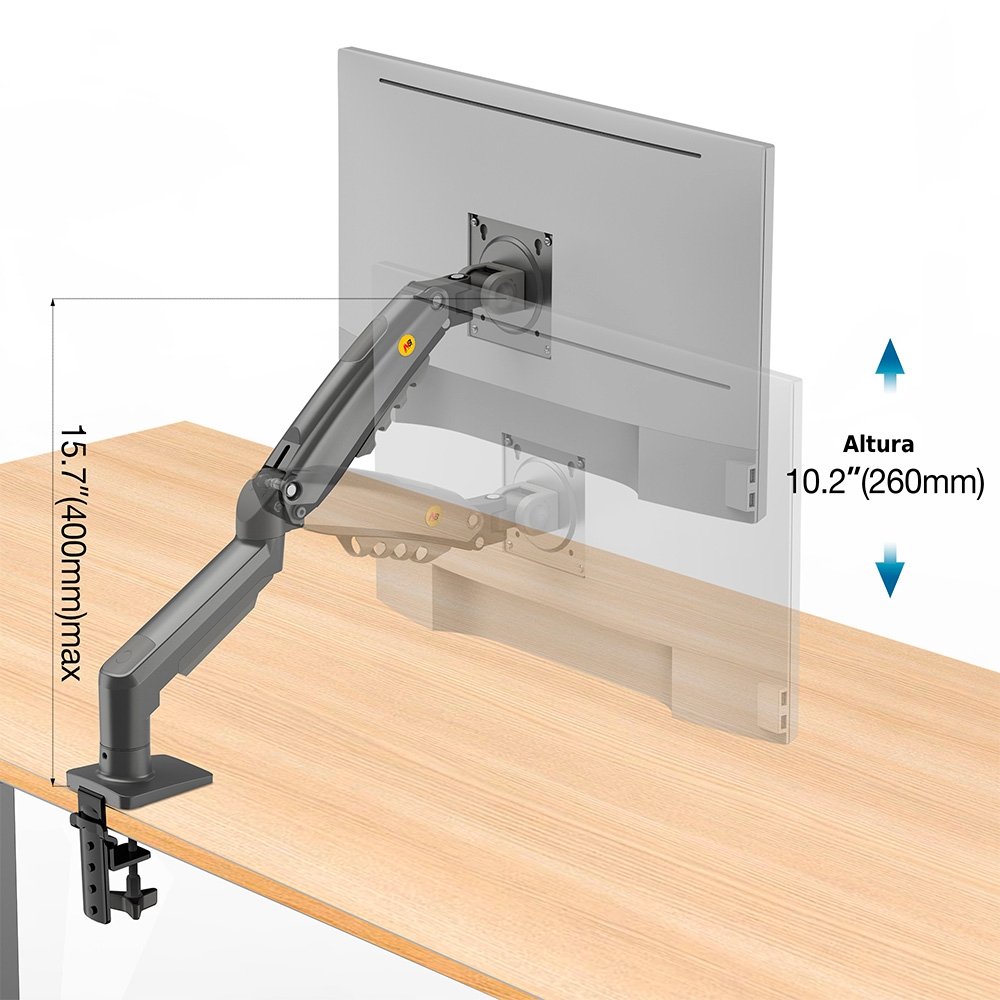 Suporte de Mesa Articulado para Monitor de 17" a 32" North Bayou, Ajustes com Pistão a Gás, Grafite - F80 NB Suporte de Mesa Articulado para Monitor de 17" a 32" North Bayou, Ajustes com Pistão a Gás, Grafite - F80 NB