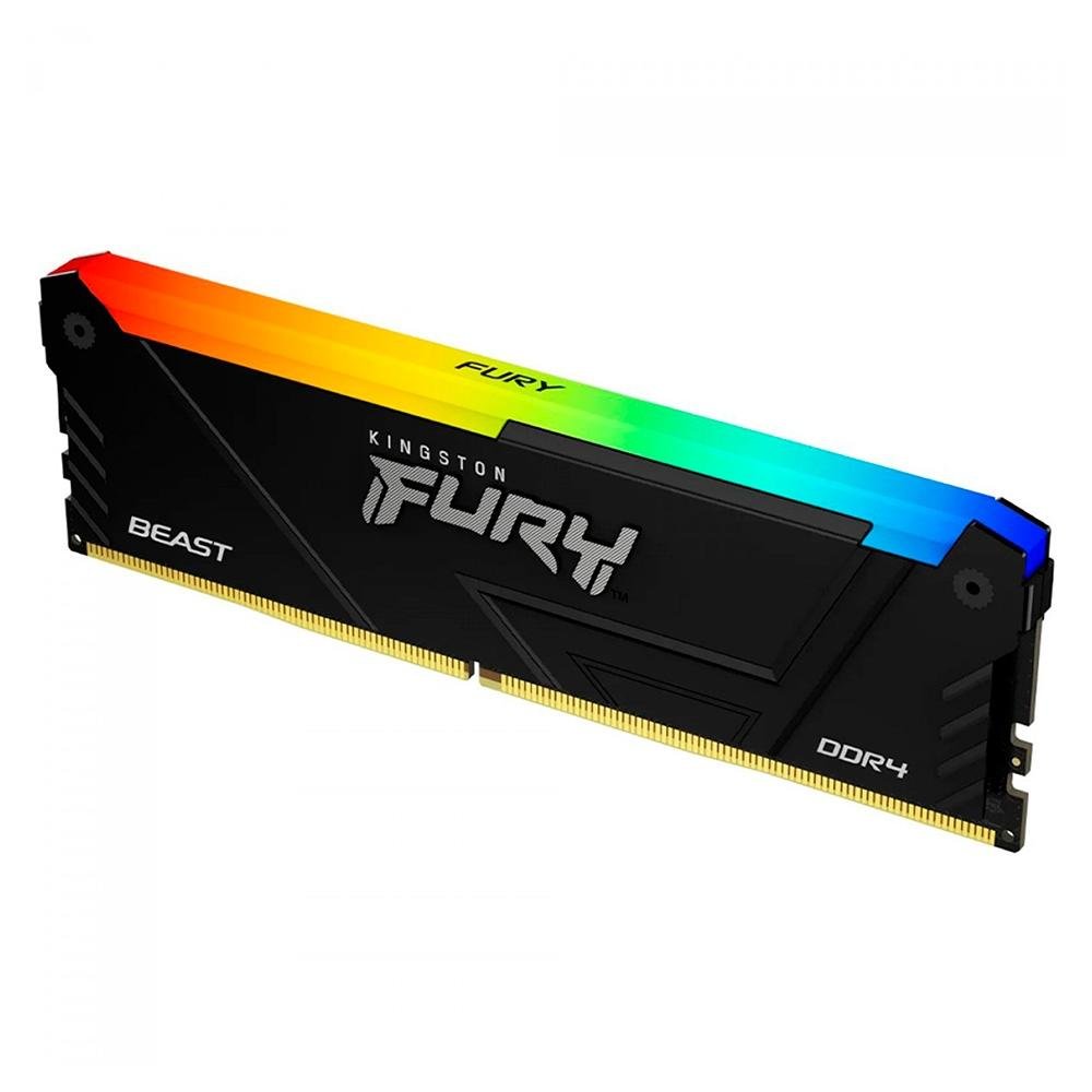 Memória RAM Kingston Fury Beast, RGB, 128GB (4x32GB), 3200MHz, DDR4, CL16, Preto - KF432C16BB2AK4/128