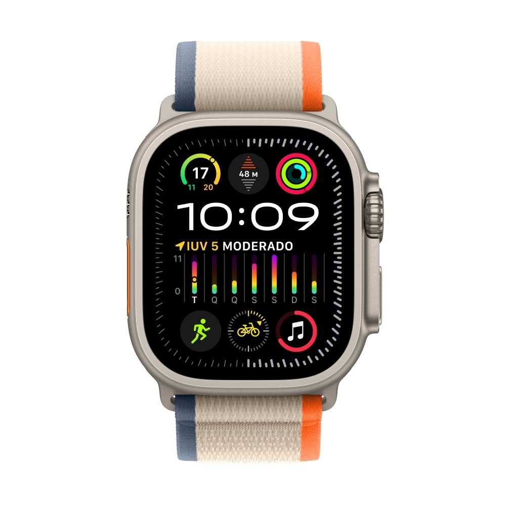 Apple Watch Ultra 2 49mm GPS + Cellular, Caixa de Titânio, Pulseira Loop Trail Laranja/bege, Tamanho M/G, Neutro em Carbono - MRF23BZ/A