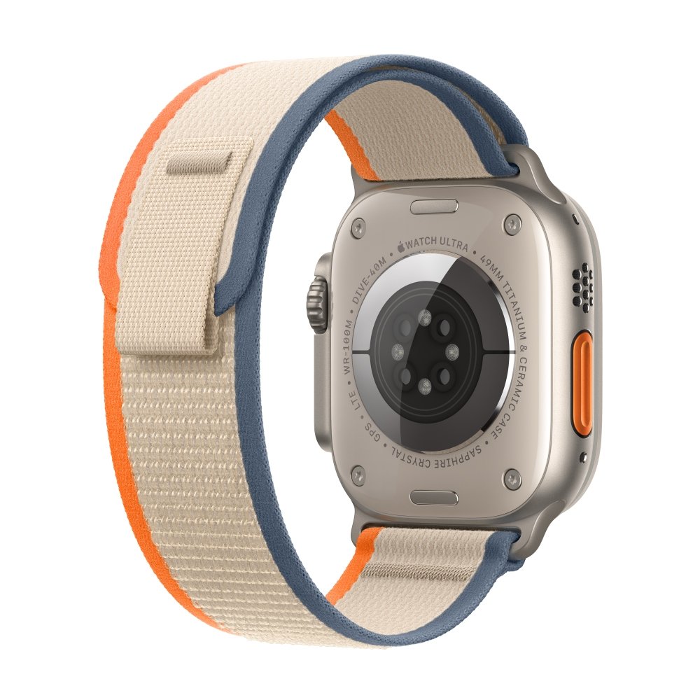 Apple Watch Ultra 2 49mm GPS + Cellular, Caixa de Titânio, Pulseira Loop Trail Laranja/bege, Tamanho M/G, Neutro em Carbono - MRF23BZ/A