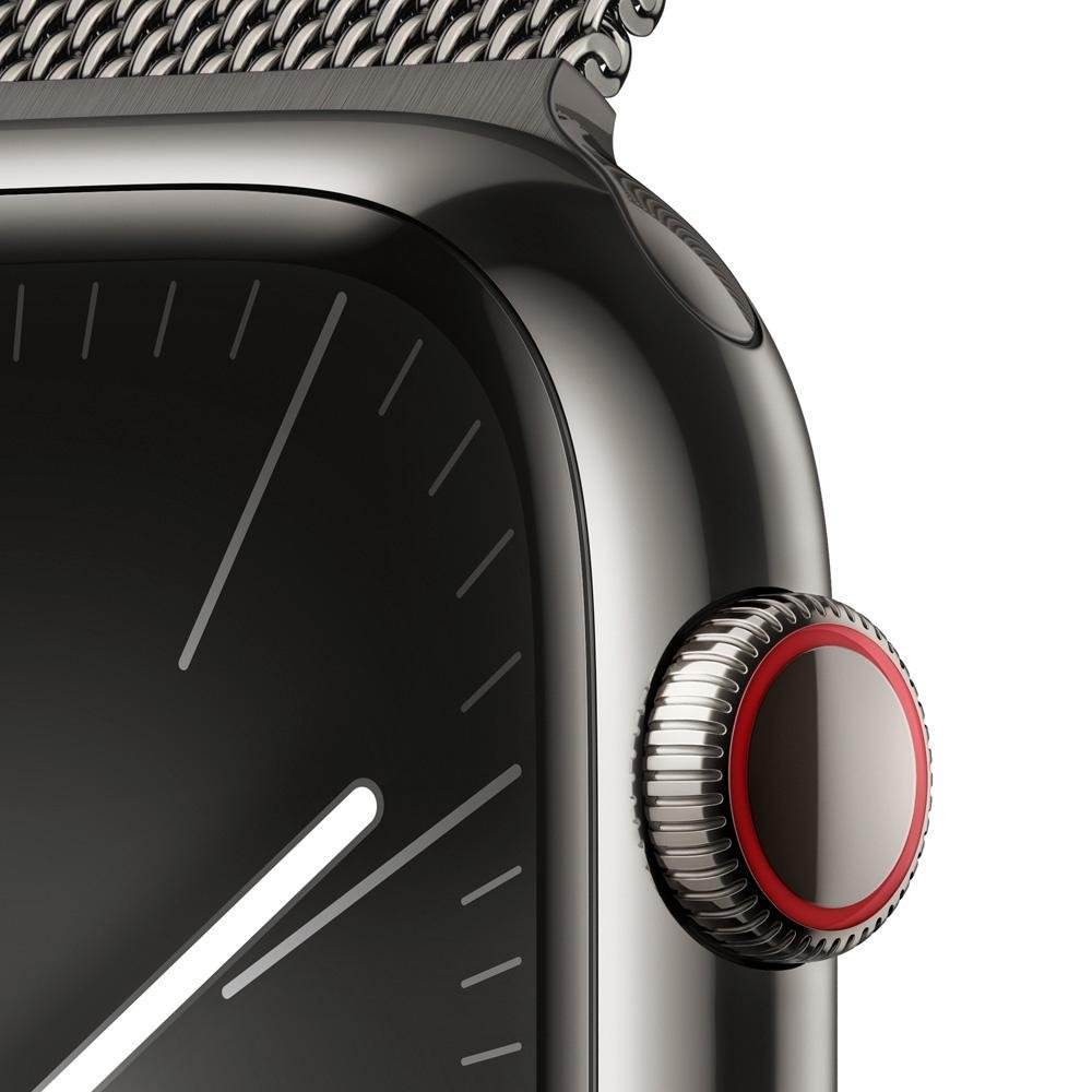 Apple Watch Series 9 GPS + Cellular, Caixa Grafite de Aço Inoxidável de 45mm, Pulseira Grafite Estilo Milanês, Neutro em Carbono - MRMX3BZ/A Apple Watch Series 9 GPS + Cellular, Caixa Grafite de Aço Inoxidável de 45mm, Pulseira Grafite Estilo Milanês, Neutro em Carbono - MRMX3BZ/A