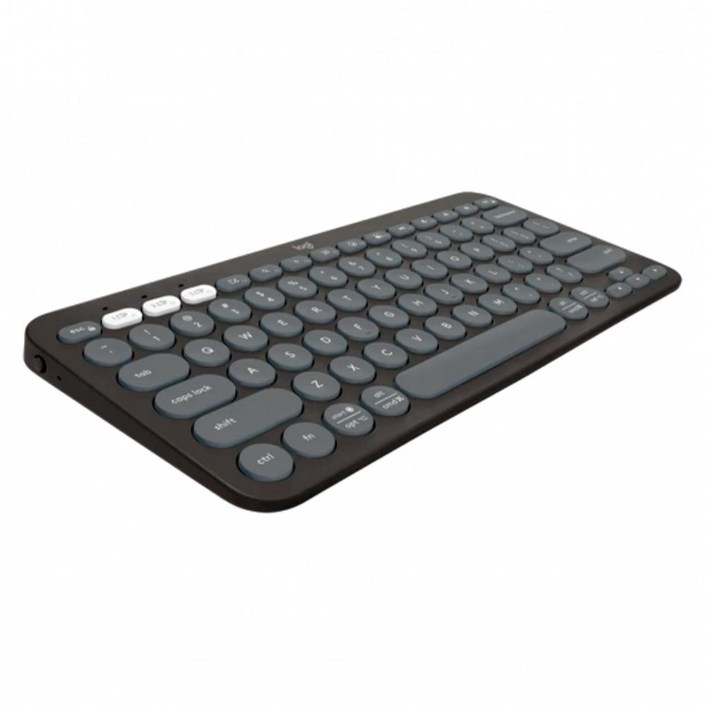 Teclado Sem Fio Logitech, Bluetooth e USB, Pebble Keys 2 K380s, Easy-Switch e Pilha Inclusa, Grafite - 920-011789