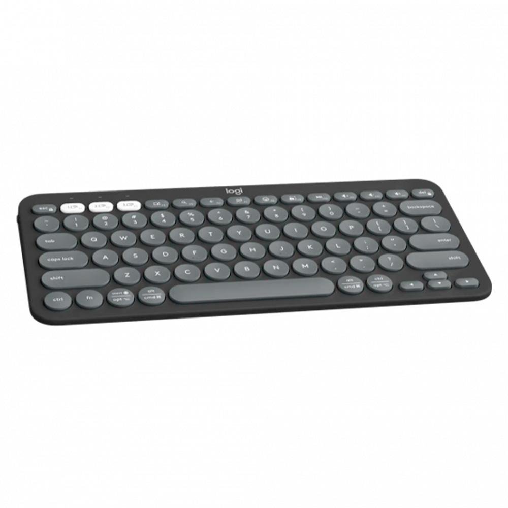 Teclado Sem Fio Logitech, Bluetooth e USB, Pebble Keys 2 K380s, Easy-Switch e Pilha Inclusa, Grafite - 920-011789