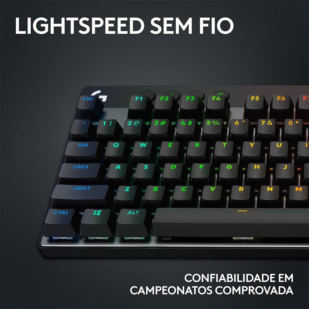 Teclado Gamer Sem Fio Logitech G Pro X com design TKL, Layout US, RGB LIGHTSYNC e Switch Exclusivo GX Brown Tactile, Preto- 920-012127