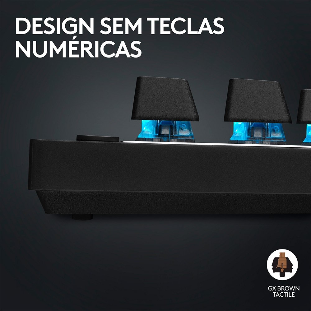 Teclado Gamer Sem Fio Logitech G Pro X com design TKL, Layout US, RGB LIGHTSYNC e Switch Exclusivo GX Brown Tactile, Preto- 920-012127