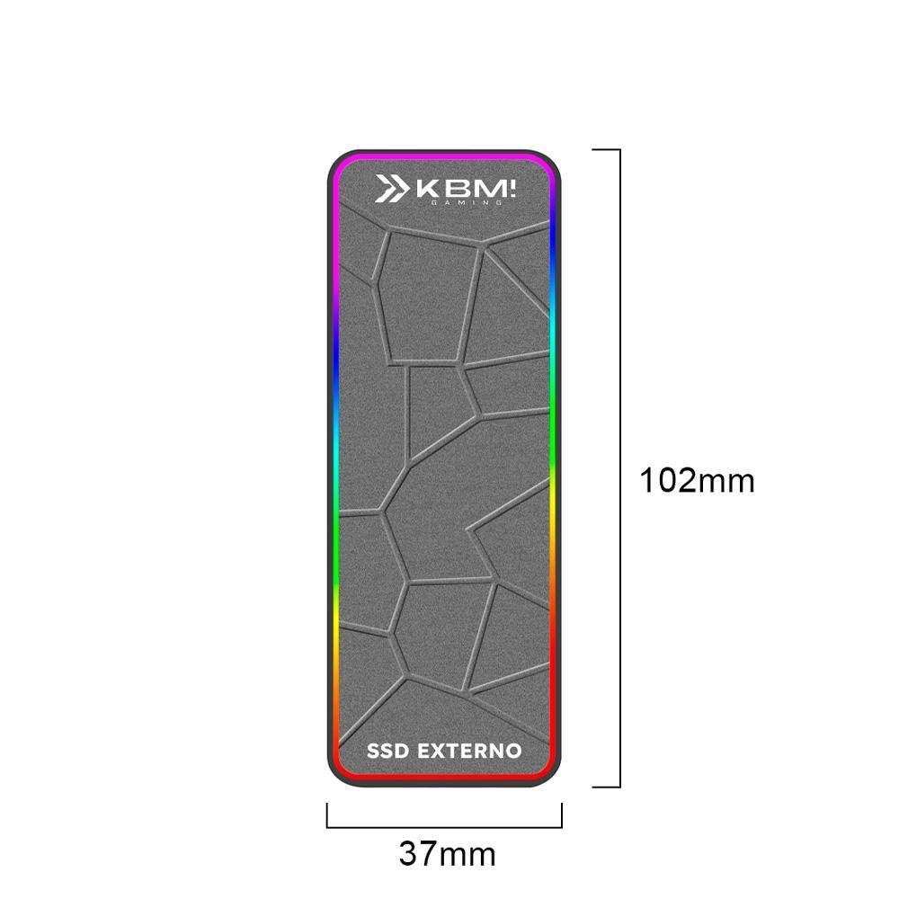 SSD Externo 2TB KBM! GAMING, Portátil, RGB, USB & USB-C, Leitura 390MB/s, Gravação 370MB/s, Colorida - KGSSE200200