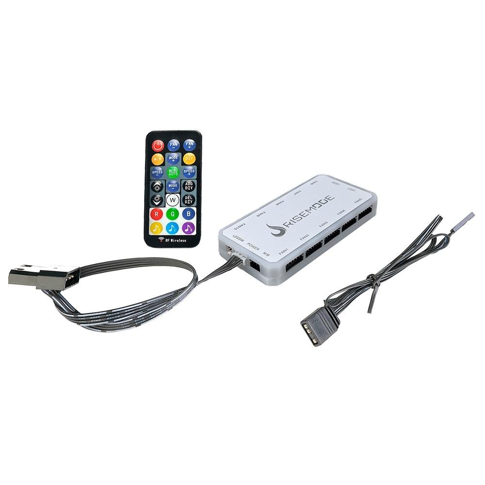 Controladora Gamer Para Cooler Rise Mode Sound, ARGB, 6P, 10 Fans - RM-COS-ARGB