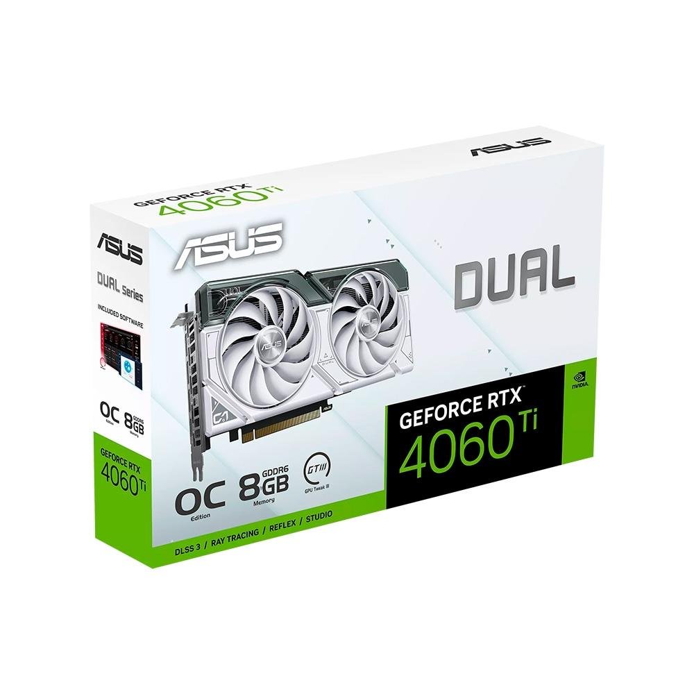 ASUS GeForce RTX 4060 Ti OC 8GB ホワイト Placa de Video Asus GeForce RTX 4060 Ti Dual White OC Edition, 8GB
