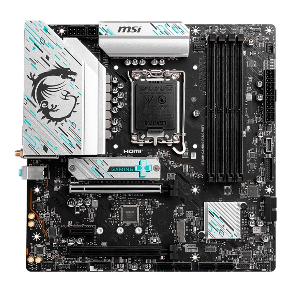 Placa-Mãe MSI B760M Gaming Plus, Intel LGA 1700, M-ATX, DDR5, Wi-Fi, Preto - B760M GAMING PLUS WIFI