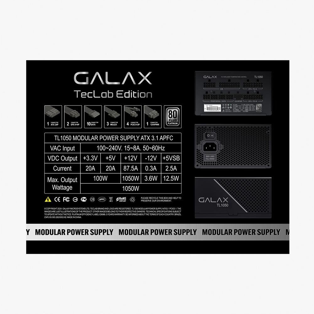 Fonte Galax TecLab Edition, TL 1050W | KaBuM!