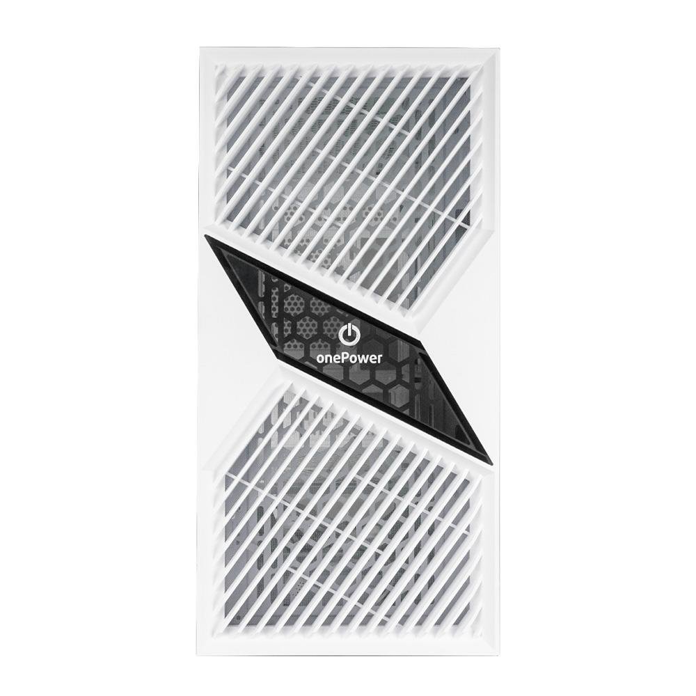 Gabinete Gamer ONE POWER Fractal, Mid Tower, M-ATX, Lateral em Vidro Temperado, Sem FANs, Branco - CC-201W