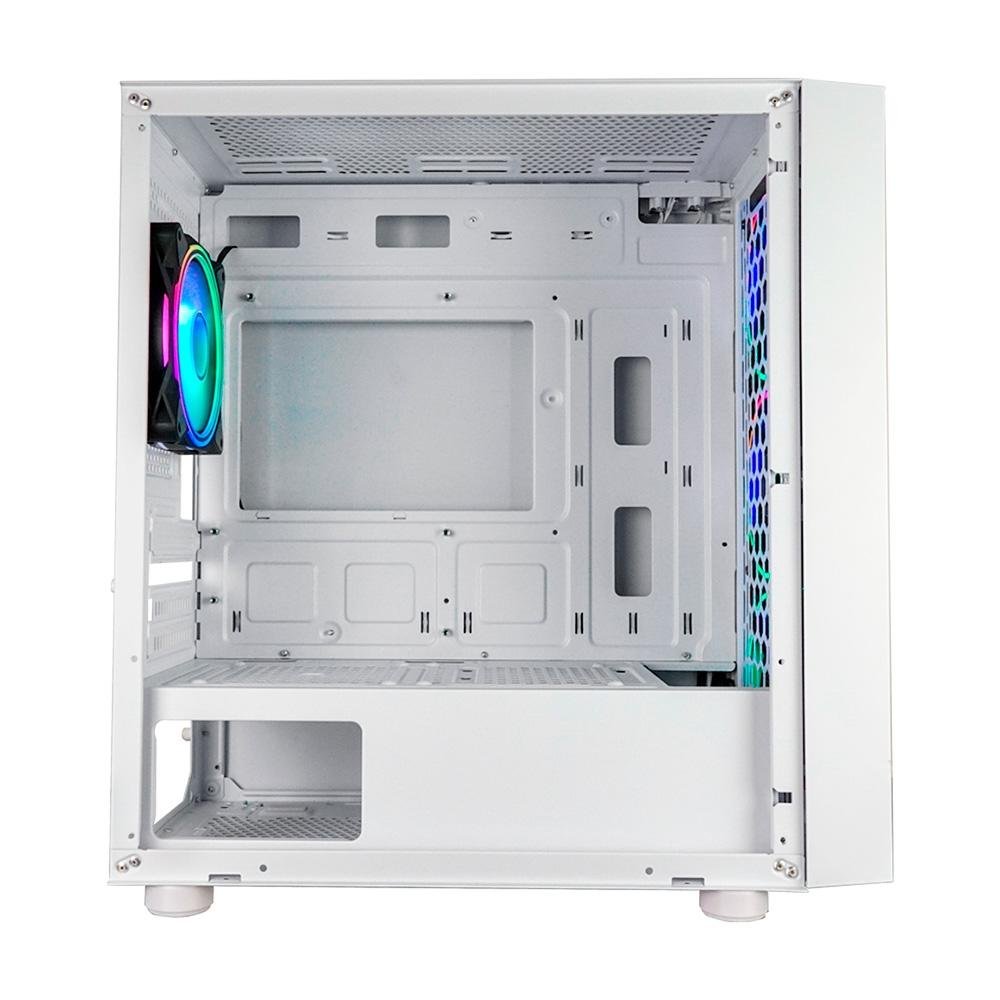 Gabinete Gamer ONE POWER Fractal, Mid Tower, M-ATX, Lateral em Vidro Temperado, Sem FANs, Branco - CC-201W