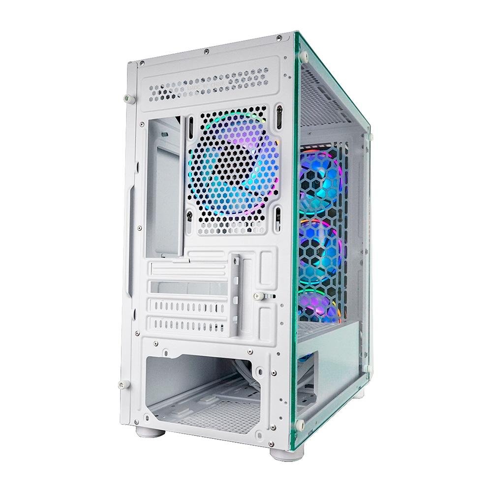 Gabinete Gamer ONE POWER Fractal, Mid Tower, M-ATX, Lateral em Vidro Temperado, Sem FANs, Branco - CC-201W