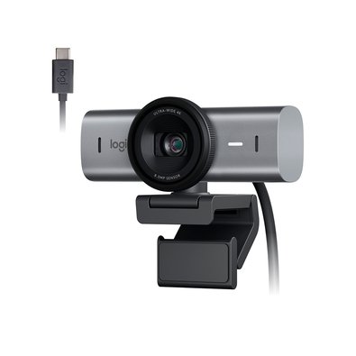 Webcam Ultra HD 4K Logitech MX Brio Com Microfones com Redução de Ruído, Protetor de Privacidade e Conexão USB-C, Grafite - 960-001548