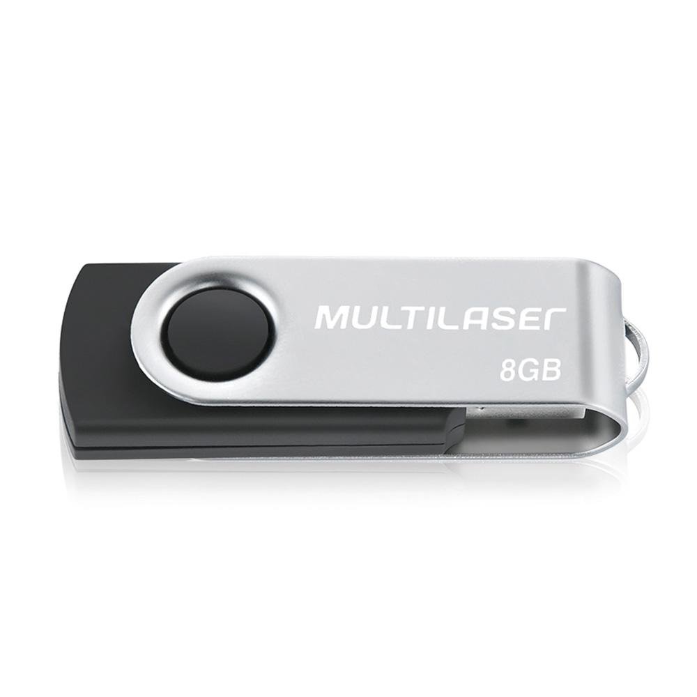 Pen Drive 8GB Multi Twist, USB 2.0, Preto e Prata - PD587