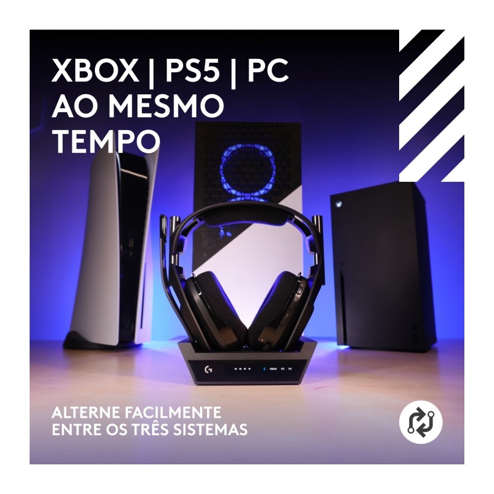 Headset Gamer Sem Fio Astro Gaming A50 X LIGHTSPEED + Base Station, Bluetooth, HDMI 2.1 Passthru, para Xbox e PS, Preto- 939-002126 Headset Gamer Sem Fio Astro Gaming A50 X LIGHTSPEED + Base Station, Bluetooth, HDMI 2.1 Passthru, para Xbox e PS, Preto- 939-002126