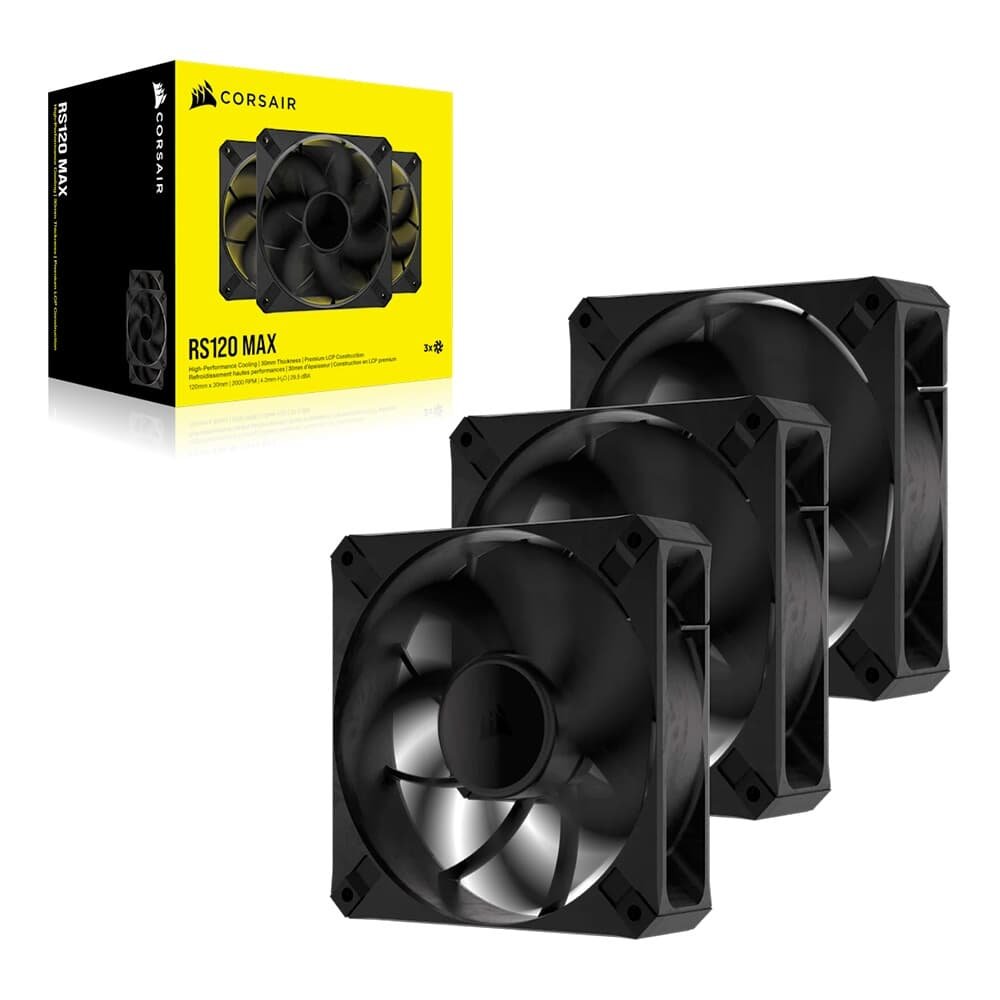 Kit com 3 Ventoinha Corsair RS120 MAX, 120mm, Preto - CO-9050171-WW